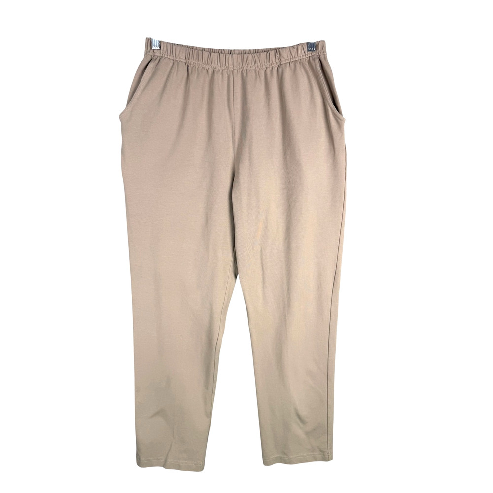 LL Bean Women's MP Perfect Fit Straight Leg Pull On Pants Ledge Tan Pockets